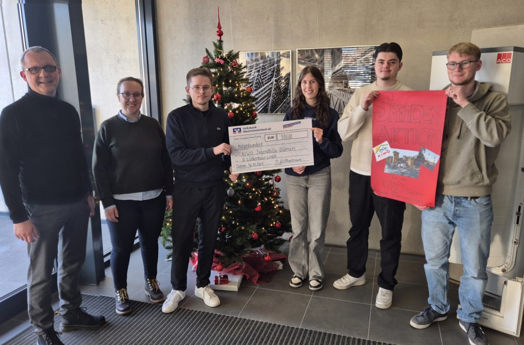 Mitarbeiter der Lütkenhaus GmbH spenden für die KIWO Jugendhilfe, unterstreichen Engagement für Nachhaltigkeit in Beton-Fertigteilen.