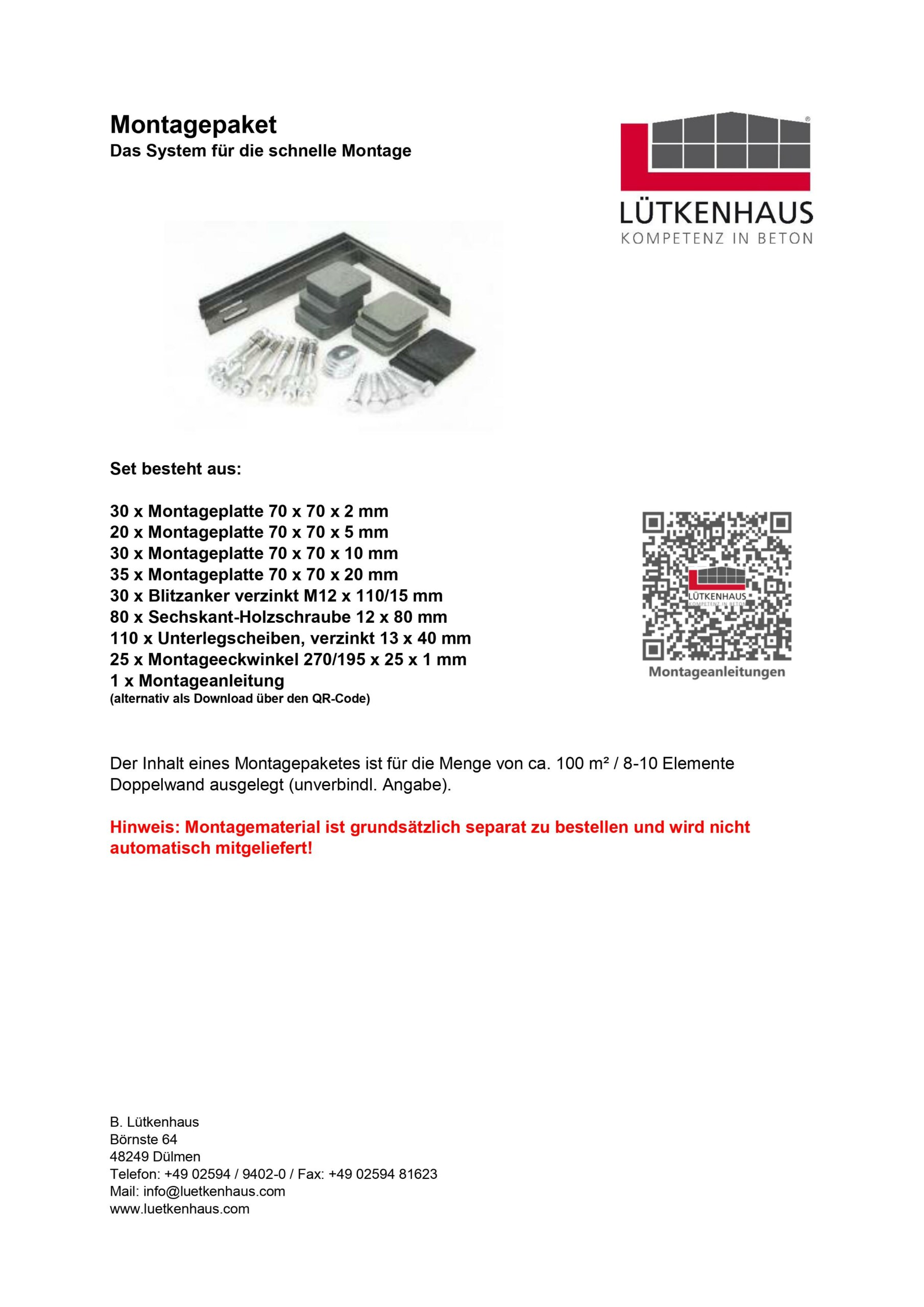 PDF-Download Infozettel Montagepaket - Lütkenhaus Betonfertigteile