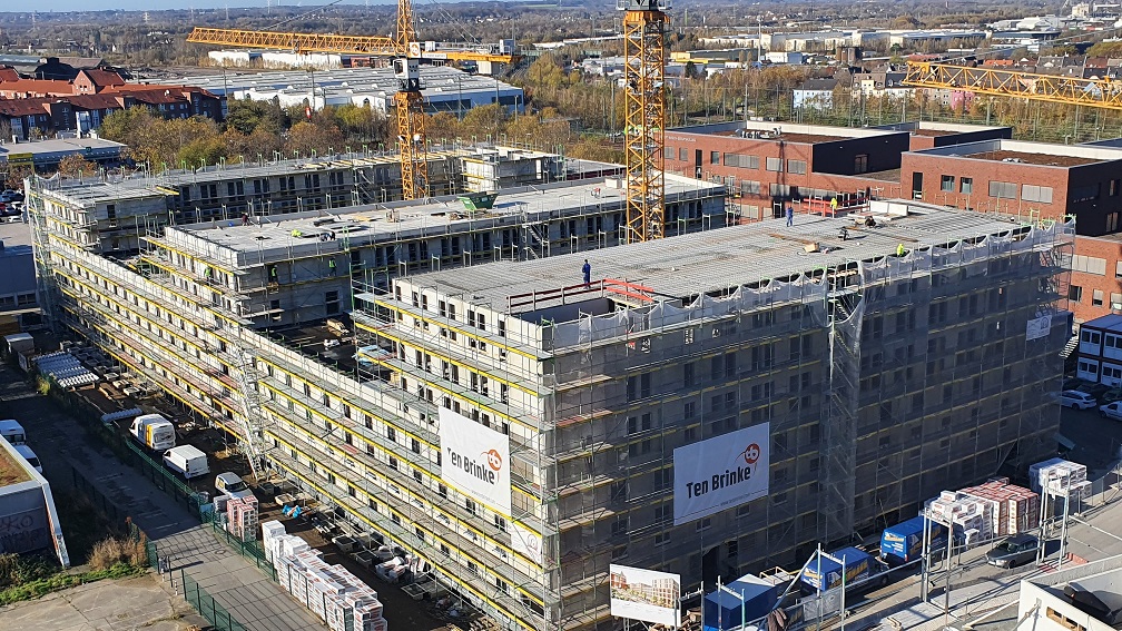 Neubau von 437 Studentenappartements am Emil-Moog-Platz in Dortmund – realisiert mit Betonfertigteilen von Lütkenhaus auf dem ehemaligen Gelände der Union-Brauerei