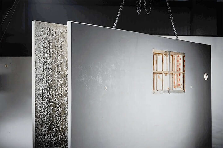 Vormontierte Betonwand von Lütkenhaus beim Einbau – effiziente Lösung für den modernen Hochbau