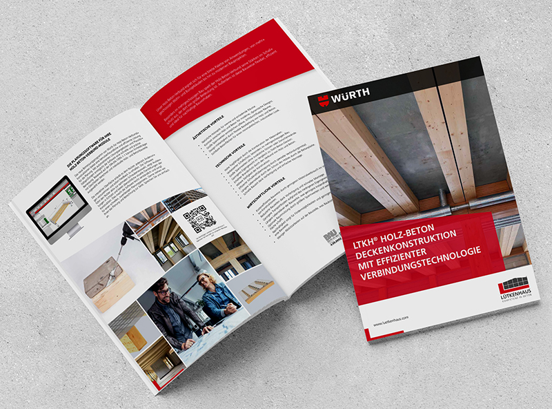 Broschüre von Lütkenhaus GmbH: Beton-Fertigteile für nachhaltige Bauprojekte, hohe Präzision bei Wänden, Decken, Treppen und Balkonen.